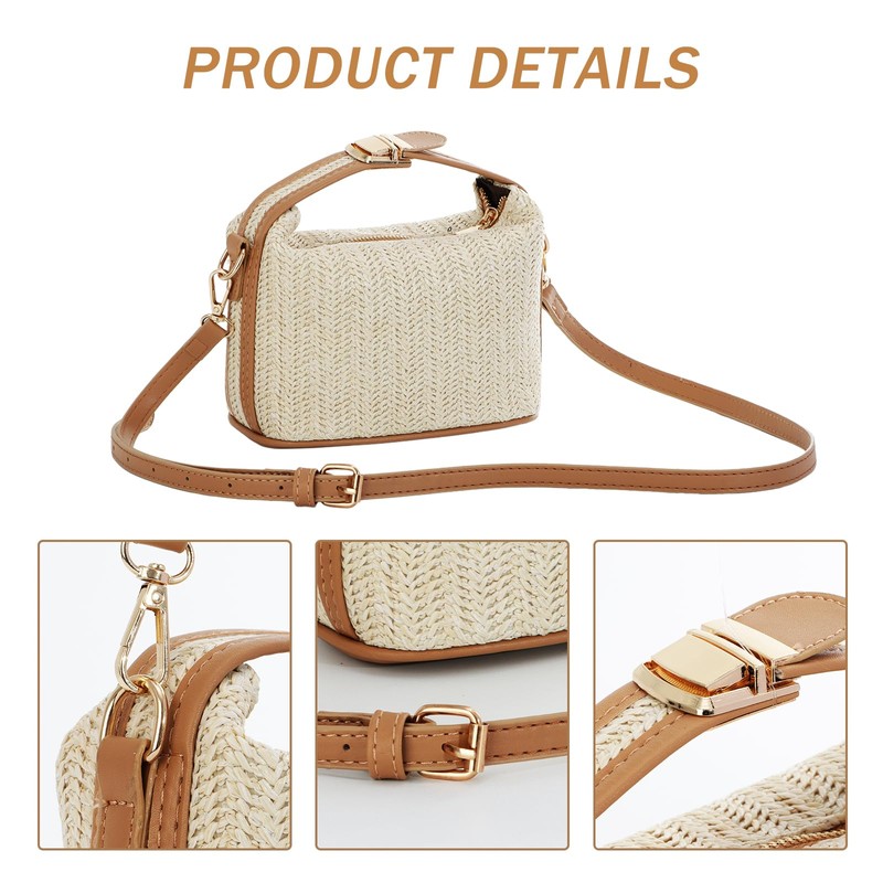 GOKTOW Straw Shoulder Bag for Women Small Raffia Tote Handbag