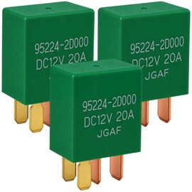 95224-2D000 12V 20A 4-Pin Relay, Compatible with Hyundai and Kia (3-Pack)