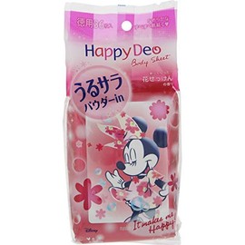 Mandom Happy Deo Body Sheet, Uru Sara, Flower Soap, Women's, Sweat Wiping Sheet, Value 36 Sheets