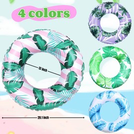Pool Float for Swimming Pool, Inflatable Swim Tube Floaties for Teens Adults Tropical Leaf Printed Swim Ring Pool Party Decoration (Pink)