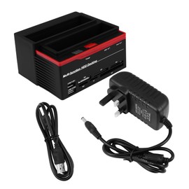 Operitacx Multi Function Hard Drive Docking Station Hub Dual Bay Disk Reader Easy Plug Play Setup Compatible with Drives Uk Plug for Fast Data Transfer