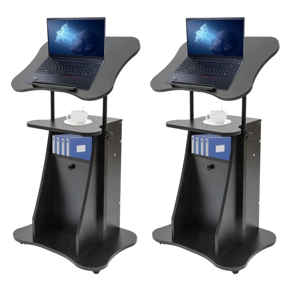 ZAWAYINE 2PCS Mobile Laptop Podium Height Adjustable Sit to Stand