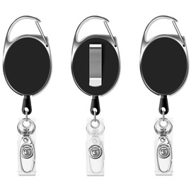 Retractable Key Ring, Pack of 3 Lanyard Extendable with Key Ring Carabiner - ID Holder Extendable ID Yo-Yo - ID Badge Reel for ID Badge Holder, Card Holder, Key Cards