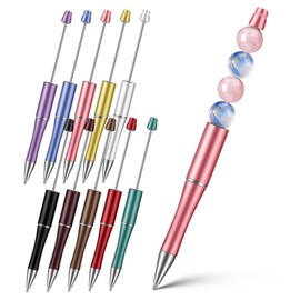 KICHOUSE 10 Pcs Beadable Writing Pens Creative DIY Bead Ballpoint Pens for School Office Comfortable Grip Portable Design Engaging Craft Activity for Adults