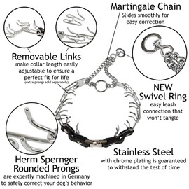 Herm Sprenger Prong Collar for Dogs Training – Quick Release Buckle & Swivel Ring for Easy Use – Made of Durable Chrome Plated Stainless Steel in Germany– 2.25mm Prongs for Small Dogs with 14-19" Neck