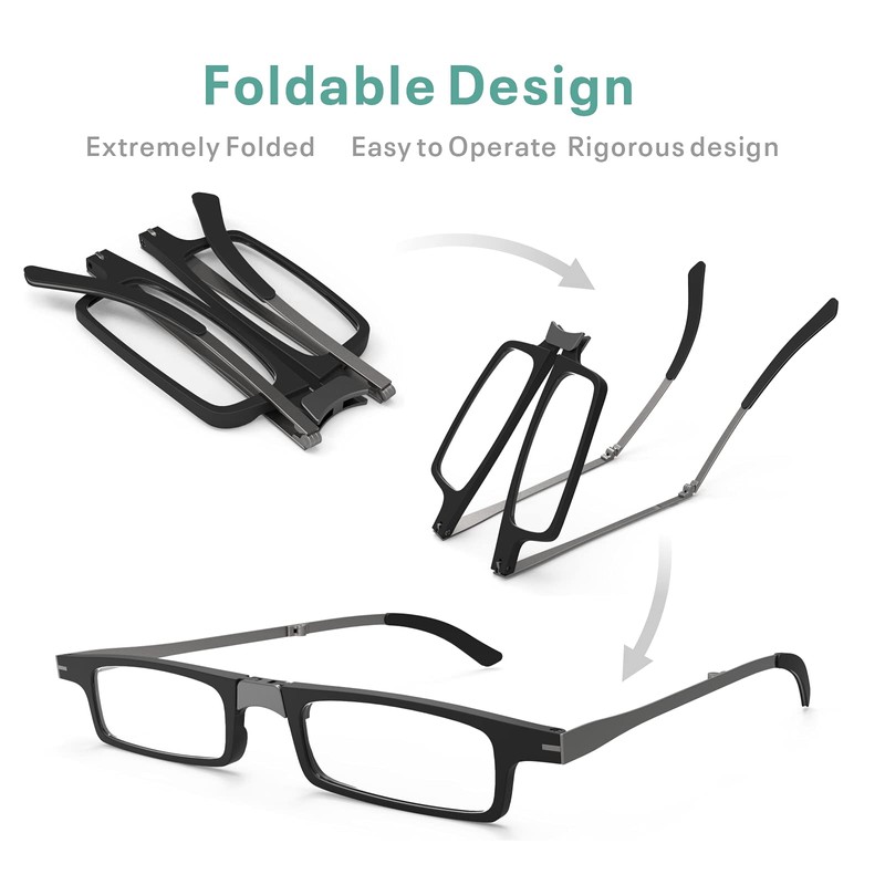SKYOLUY Case Upgrade-Ultra-light and Thin Foldable Reading Glasses Folding Readers