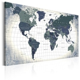 Pinboards - Canvas Prints - World Map 60x40 cm/24"x16" 1 piece Cork Board On Non-Woven Material XXL Memoboard Noticeboard Message Board Image Picture Home Decor Wall - White Grey k-B-0011-p-c
