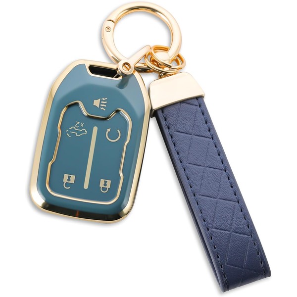 HOUTIAN for Chevy Key Fob Cover with Keychain, for 2019