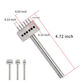 KLLsmDesign Stainless Steel 6MM 2/4/6 Prong Row Hole Punch Diamond Lacing Stitching Chisel Set DIY Leather Craft Tool Kits (6mm)