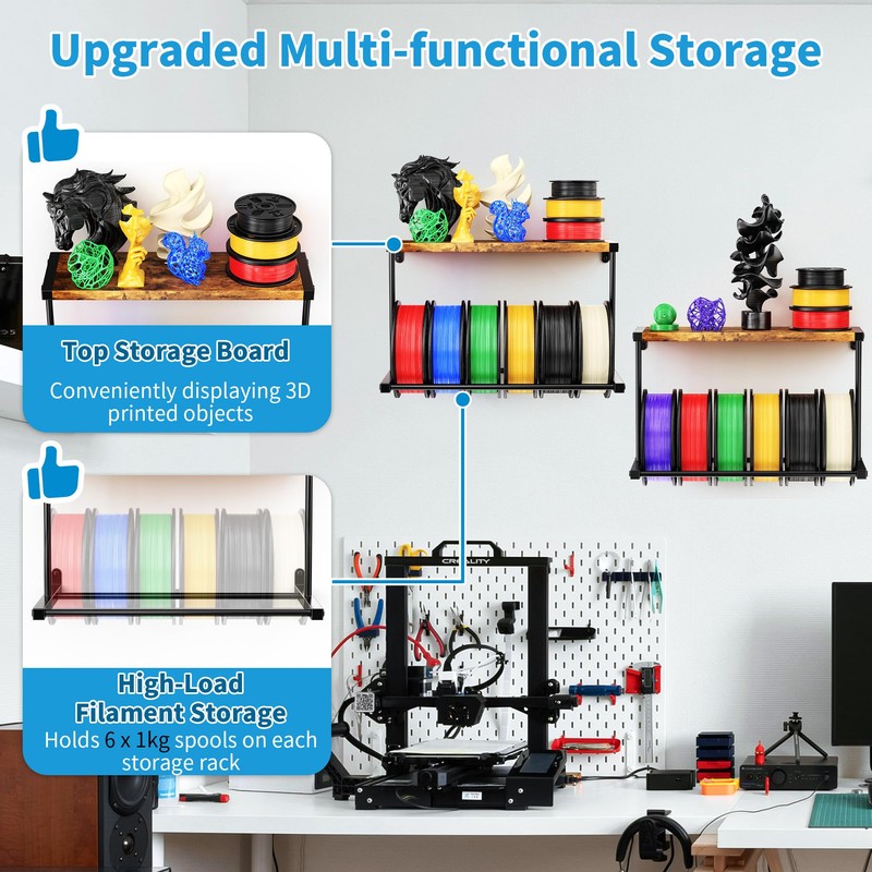ORNAROVI 2 Pack 3D Printer Filament Storage Rack, Wall Mount