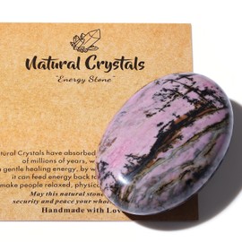 AWARDSEN 1 x 2.4 Inch Rhodonite Gemstones, Large, Crystal Oval Healing Crystal for Reiki Healing, Wiccan Deliveries, Balancing Meditation Accessories