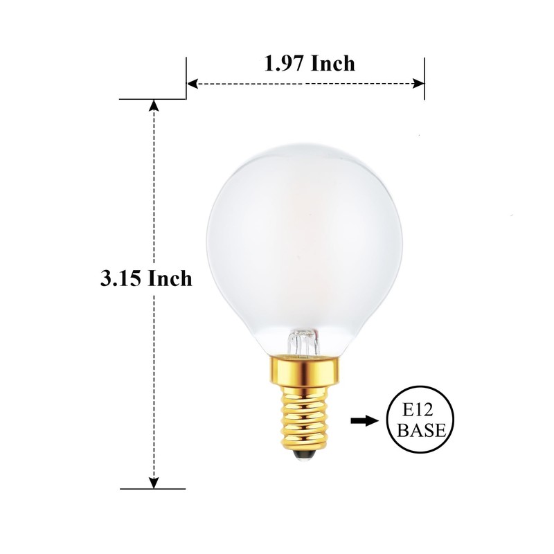 Sunaiony G16.5 Light Bulb 40 Watt Equivalent E12 Candelabra Base