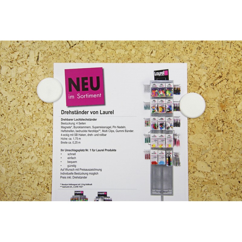 Laurel Super Tack, Diameter 30 mm, Box, White