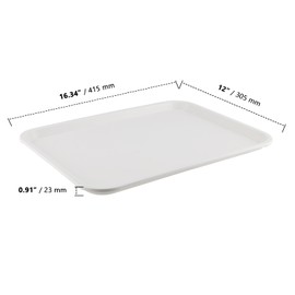 ZOENHOU 6 Pack 16 x 12 Inch Plastic Fast Food Tray, Rectangular Plastic Cafeteria Trays Food Serving Trays, Large Lunch Trays for Serving Food Home Restaurant Dinning Room Organization, White