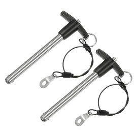 M METERXITY 2-Pack T Handle Lock Pins, 25/64"(10mm) Dia. 3-17/32"(90mm) Usage Length Push-Button Quick Release Locking Pins W Lanyard for Speaker/Aviation/Gym/Machine [304 Stainless Steel]