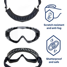 Dräger Safety Glasses X-pect 4400 | Anti-Fog & Anti-Scratch Safety Goggles also for Spectacle Wearer | For Construction Site & Laboratory | Shatterproof Acetate Lens with Chemical Resistance | Black
