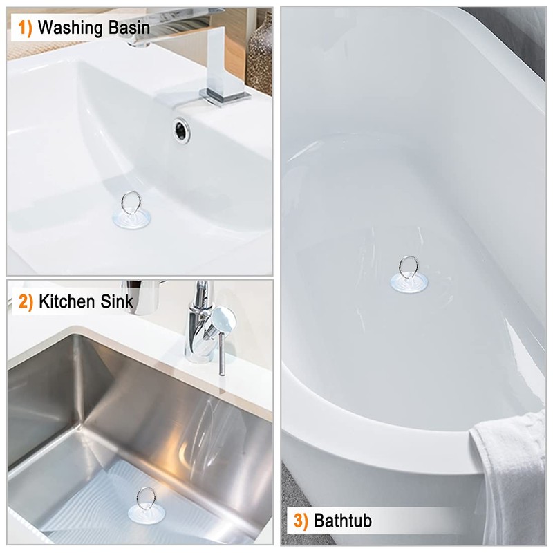 sourcing map Rubber Sink Plug, Drain Stopper Clear Blue Fit