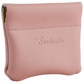 Travelambo Leather Squeeze Coin Purse Pouch Change Holder For Men & Women (Access Pink Lotus)