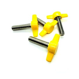 Thumb Screws with Wing Knob - 3/8"-24 x 1 1/4" Yellow Thumbscrews Thumb Screw Butterfly Thumb Screws with Tee/Wing Butterfly Thumb Screws T-Handle Thumb Screw (4)