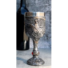 Medieval Castle Jostling Knights On Horse King's Tournament Wine Goblet Chalice