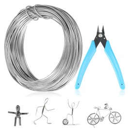 Jinsion Jewellery Wire Craft Wire 2 mm x 30 m with Cutters, DIY Silver Wire Craft Wire Thin Flexible Modelling Wire Lightweight Flexible Jewellery Wire for Jewellery Making and Crafts, Silver