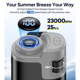 Waist Fan, 23000RPM Brushless, 35Hour 100 Speeds 5 Modes