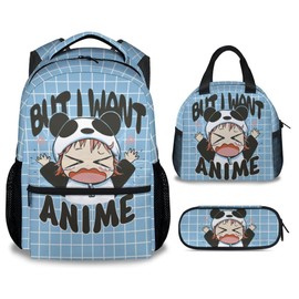 PoshWrap Girls Backpack with Lunch Box - Set of 3 School Backpacks Matching Combo - Lightweight Blue Bookbag and Pencil Case Bundle