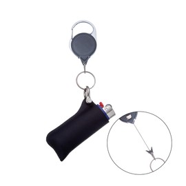 Lucklybestseller Retractable Leather Lighter Case Cover Holder Pouches Sleeve Keychain with Clip for Bic Lighter J6 (1 pcs)