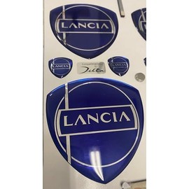 Compatible Delta Front Rear Logo + 2 Side Emblems for Bonnet and Trunk Resin Stickers 3D Effect Black & Chrome