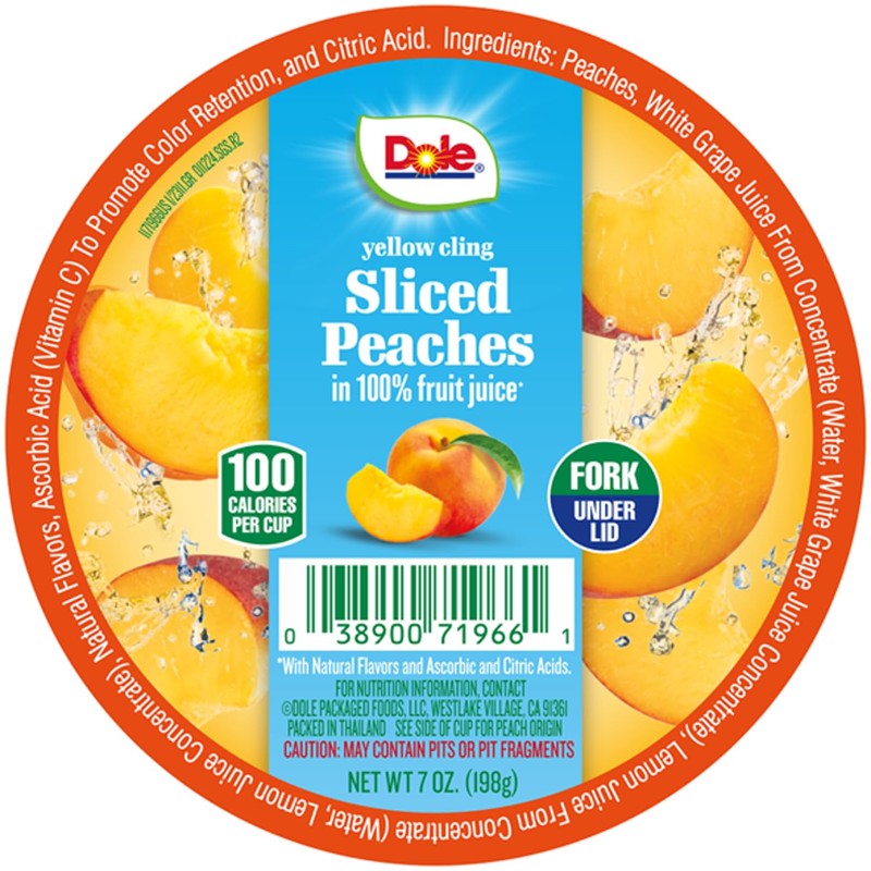 Dole Fruit Bowls Diced Peaches in 100% Juice Snacks, 7oz