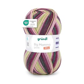 Gründl Wool Big Mamma Print - XXL Wool for Knitting - Large Ball 400 g / 1040 m - Wool Colour Gradient Made of 100% Polyacrylic - Mauve Nude Lime Grey Green