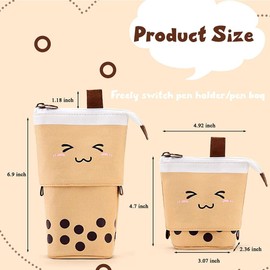 YeahBoom Pencil Case Zip, 2-in-1 Pencil Case and Pen Holder, Pencil Case Girls, Stand Pencil Holder, Telescopic Pencil Case, Pen Holder for Teenagers, Students, coffee milk tea, Fun, versatile