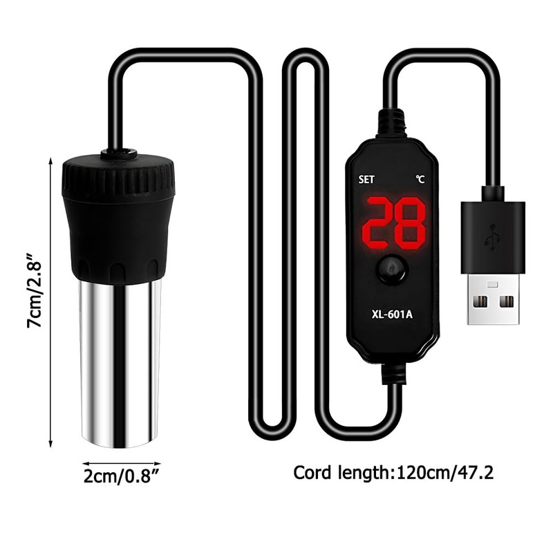 DONGKER USB Aquarium Heater, 15W/25W Temperature Adjustable Aquarium Heating Rod,