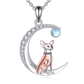 JBAERD Chihuahua Necklace Sterling Silver Chihuahua Pendant Jewelry Gifts for Women