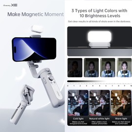 hohem iSteady XE Smartphone-Gimbal,3-Achsen-Stabilisierung mit Stativ für Videoaufnahmen integrierter Vlog-Gimbal,YouTube & TikTok-Videos mit Fülllicht