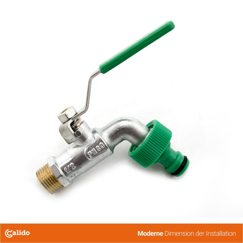 Calido Tap, 1/2 Inch Ball Valve with Garden Hose Coupling,