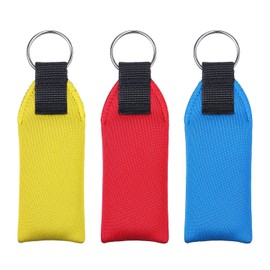 TecUnite Floating Neoprene Boat Keychain, 3 Pack Key Chain and Lanyard, Floatable Foam Key Fob for Water Sports (Red, Yellow, Blue, Black)