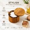 Salt Cellar, Acacia Wood Salt Container with Built‑in Spoon &