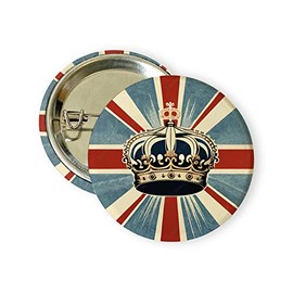 stika.co Crown and UK Flag Pin Badge King Charles III Coronation His Majesty King Charles III 2023 Union Jack 38mm Chest Pin, Metal