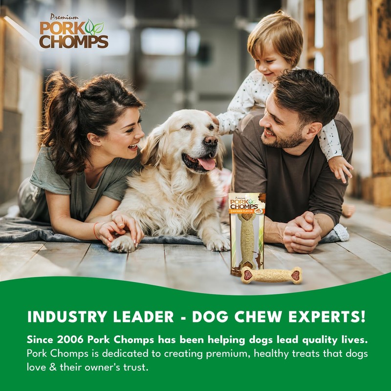 Pork Chomps Dog Chew, 7-inch Crunchy Bone, Chicken Flavor, 1
