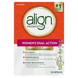 Align Probiotic, Women's Dual Action, Probiotics for Women, Probiotic for Gut Health and Feminine Health, Helps Relieve Symptoms of Irritable Bowel Syndrome (IBS) such as Bloating, Gas, and Abdominal Discomfort, with Chaste Tree Botanical, 28 Capsules