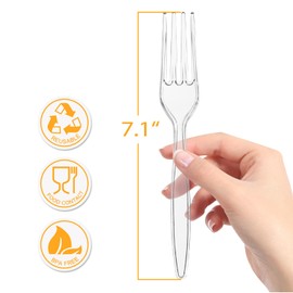 POSATE Heavy Duty Plastic Forks, Clear Disposable, Pack of 60