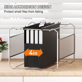 Nordun Plastic Extra Capacity Hanging File Folders,6 Pack Heavy Duty 4" Expandable Hanging Folder with Movable Dividers,Large Hanging Folders with Insertable Tabs, for Bulky Files, Letter Size-Black