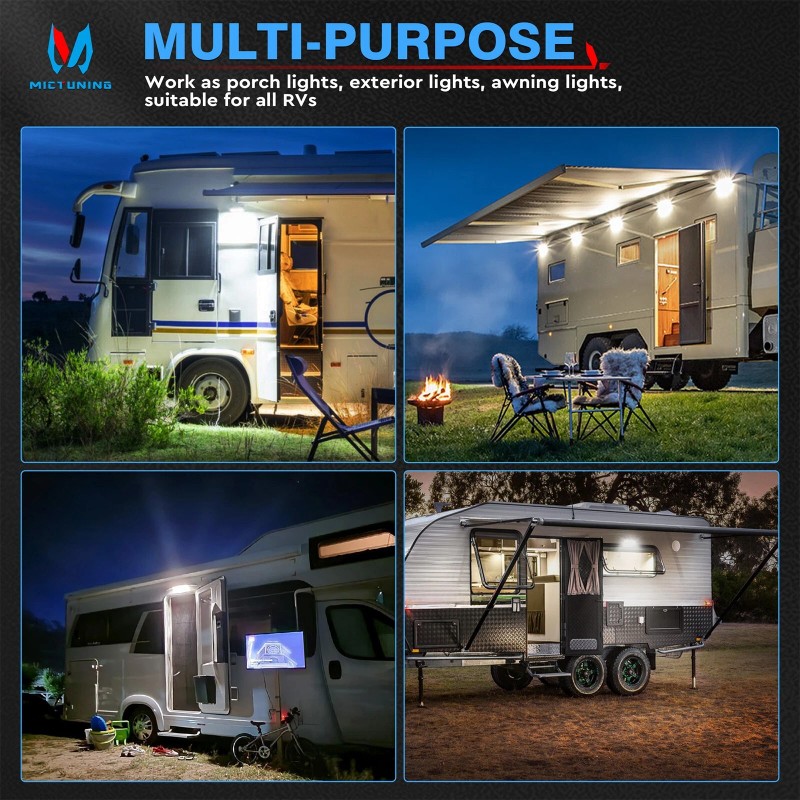 MICTUNING 1pc RV Porch Light, 9" Inch 54W 2000LM Camper