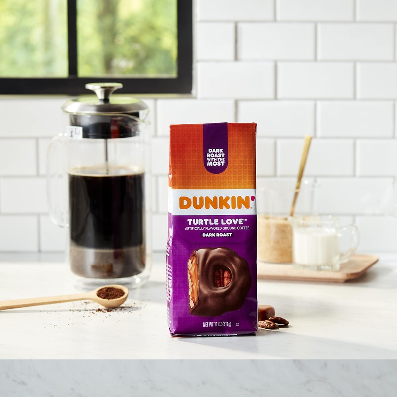 Dunkin' Turtle Love Flavored Dark Roast Ground Coffee, 11 Ounce