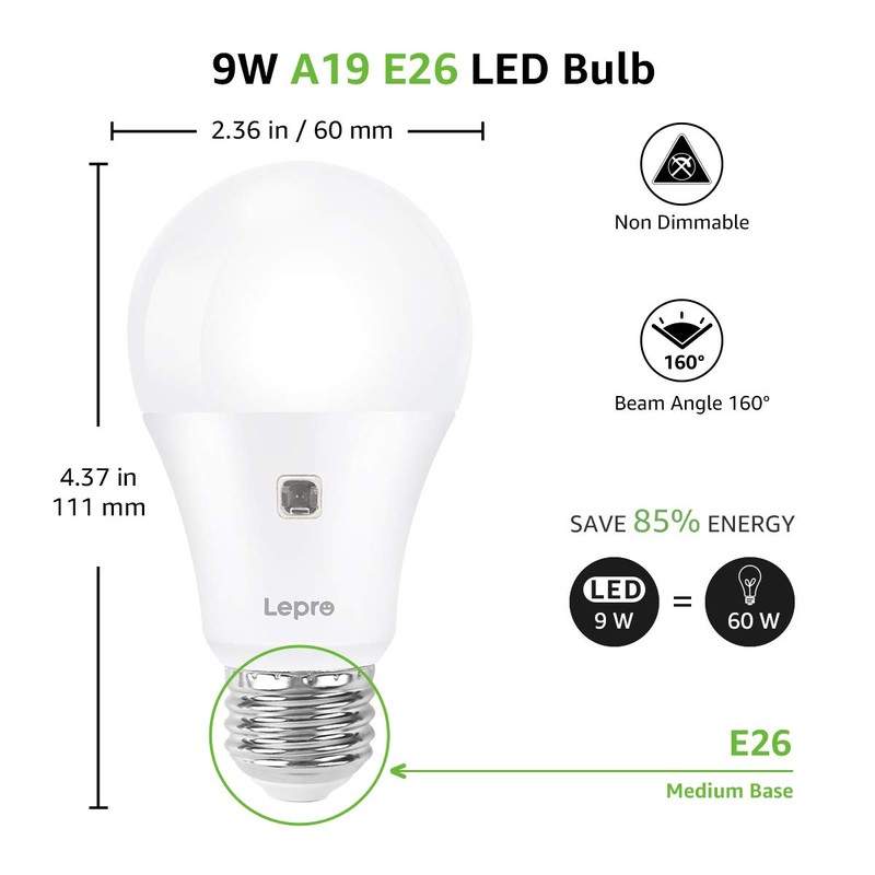 Lepro Dusk to Dawn Light Bulbs Outdoor Lighting, Auto On/Off,