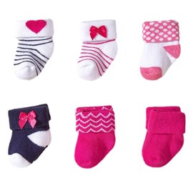 Meeshine Baby Girls Boys Socks Newborn Cotton Rich Toddler Terry Turn Cuff Crew Ankle Socks Unisex Infant 0-12 Months