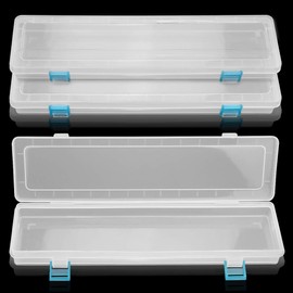FIREBOOMOON 3 Pack Translucent Plastic Paint Brush Holder, Long Paint Brushes Watercolor Pens Pencils Drawing Tools Storage Box Container Case(13" x 2.8" x 1.4")