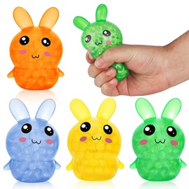 4Pcs Easter Bunny Stress Balls Toy, Easter Gifts for Kids, Easter Basket Fillers, Rabbit Squeeze Toy for Easter Party Favor for Kids Children