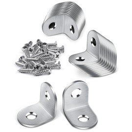 JatilEr Pack of 20 Angle Connectors, 20 x 20 mm Stainless Steel Angle Metal Angle 90 Degree L Shape Furniture Angle Small Angle Metal with 40 Screws for Wood Furniture Table Chair